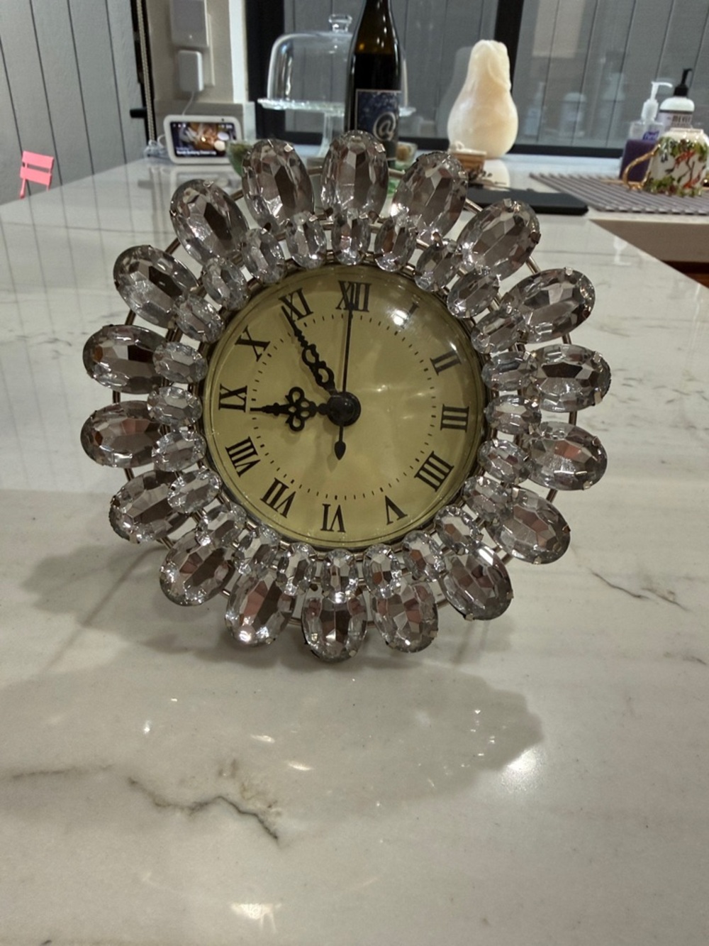 Crystal Accent Desk Clock - Silver-Tone